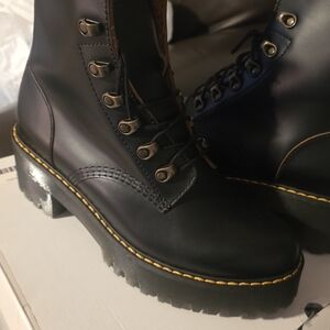 Dr. Martens Black Combat Boots with Yellow Stitching